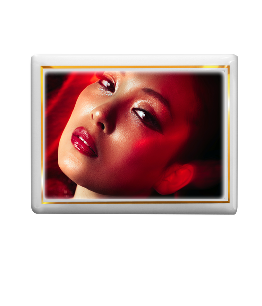 Porcelain photo in square shape (real gold edge)